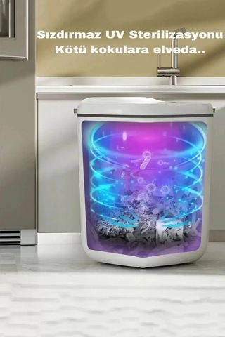 Akıllı Teknolojik Sensörlü Çöp Kovası Işık Koku Geçirmez Mutfak Banyo Wc Ofis 20l Uv Çok Renkli