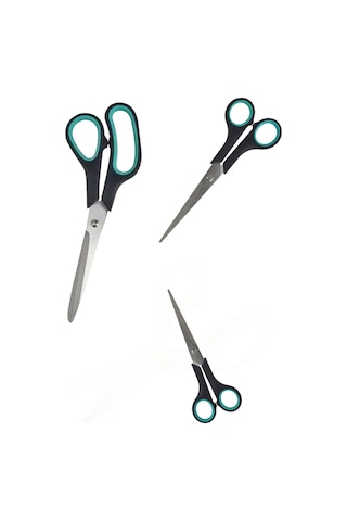 Paslanmaz Çelik Kumaş Karton Kağıt Kesme Kesim Keskin Terzi Makası 3lü Set 14-17-21 Cm