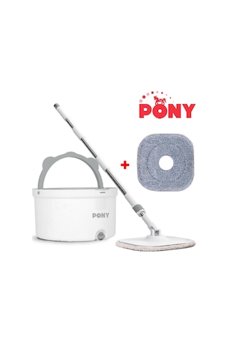 Pony Beyaz Yedekli Temiz & Kirli Suyu Ayırma Özelliği Otomatik Temizlik Seti Mop Paspas
