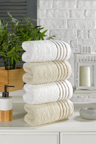 Casnack Diana Havlu Seti 4'lü 800gr. 50x90cm - Bej-krem