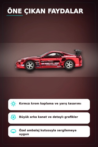 Diecast 1/64 Toyota Supra A80 Top Secret Gt-300 Kırmızı Krom Model Araba Bx-313385