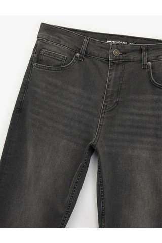 Koton Normal Bel Pamuklu Straight Fit Jean Pantolon - Mark Jean Antrasit 6wam40054nd Antrasit