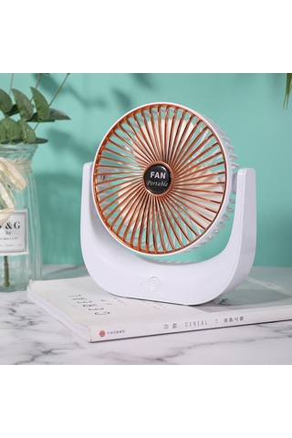 Fosenze Masaüstü Mini Fan, Sessiz Çalışma, 3 Hız Ayarı, Çok Açıklı Ayarlı, Yıkanabilir Kasa, 1200mah Pil, Type-c Şarj, Beyaz Altın Ağ F-138