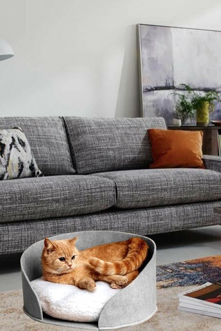 Bundera Puki Peluş Minderli Kedi Yuvası 45 x 20 CM