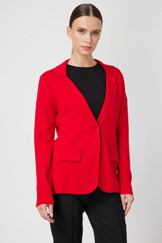 On Fashion Kadın Düğmeli Ceket Yaka Triko Kırmızı Hırka 63926 Kırmızı