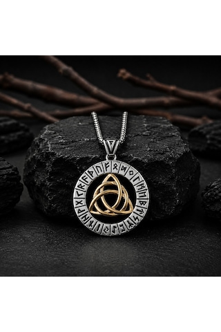 Paslanmaz Çelik Rün Sembolleri İskandinav Triquetra Mitolojik Viking Kolye Altın - Gümüş Paslanmaz Çelik Rün Sembolleri İskandinav Triquetra Mitolojik Viking Kolye Altın - Gümüş