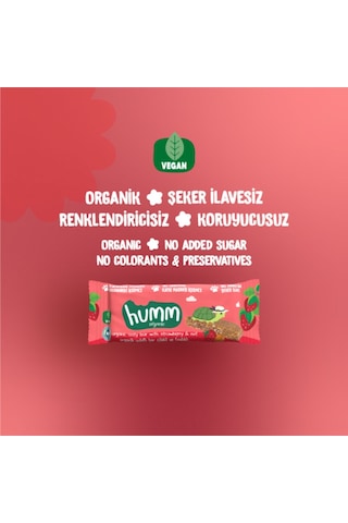 Hummorganic Organik Vegan Çilekli ve Fındıklı Yulaf Bar - 6 adet
