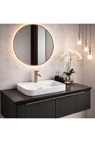 Turavit Loft Dikdörtgen Tezgâh Üstü Batarya Delikli Beyaz Lavabo 60x40 Cm Lft0710 Beyaz