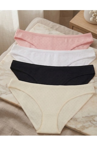Nacar Store Kadın 4'lü Rahat Kullanım Bikini Külot Çok Renkli
