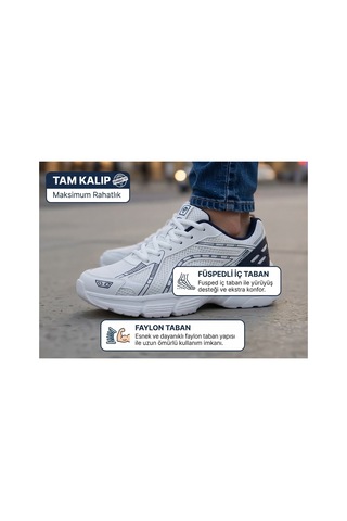 Fıero Mıen Unisex Kadın Erkek Çocuk Garson Boy Rahat Günlük Sneaker Spor Yürüyüş Ayakkabı Beyaz-lacivert Beyaz-lacivert