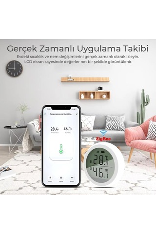 Zigbee Akıllı Termometre Lcd Ekranlı Wi-fi Sıcaklık Ve Nem Ölçer