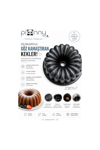 Pionny Granit Sık Dilimli Kek Kalıbı Siyah Çok Renkli