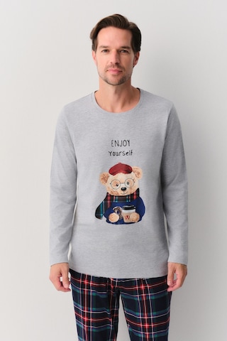 Suwen Teddy Bear Erkek Pijama Takımı Sh262366601352 Lacivert Ekose