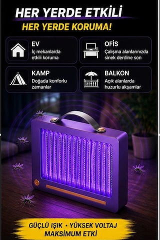 Elektrikli Sinek Öldürücü Lamba Şarjlı, Sessiz, Led Işıklı Etkili Koruma