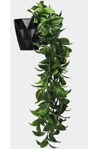 Yapay Çiçek Elmas Saksı İçerisinde Yoğun Dallı 40 Cm Limon Yaprağı Sarkıtı