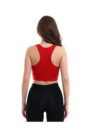 EMFURE Kırmızı Fermuarlı Spor Büstiyer - Sports Bra / Crop Destekli Spor Sütyeni Kırmızı