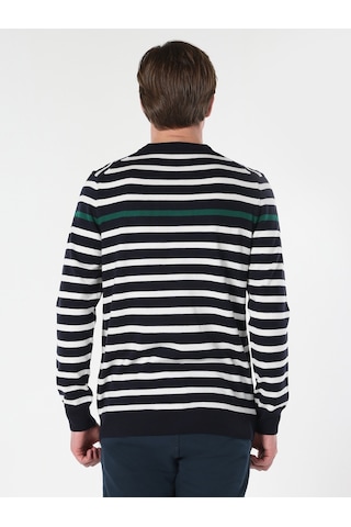 Colin's Regular Fit Bisiklet Yaka Çizgili Lacivert Erkek Kazak CL1064501_Q1.V1_NAV