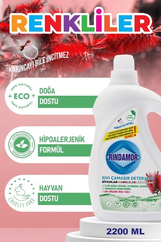 % 100 Doğal Bitkisel Sıvı Çamaşır Deterjanı Tüm Renkler-organik Nioli Yağlı 2200 ML