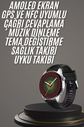Akıllı Saat Aksesuarları Akıllı Saat 1.5 Inç Amoled Ekran Çift Kordonlu Gps Nfc Uyumlu