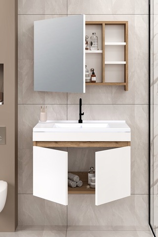 %100 Mdf 80 Cm Saura Banyo Dolabı Beyaz