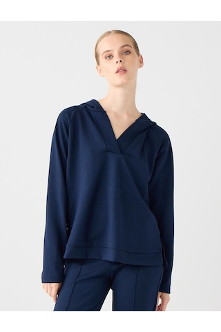 Jimmy Key Lacivert Uzun Kollu Kapüşonlu Örme Sweatshirt 5ww235917494
