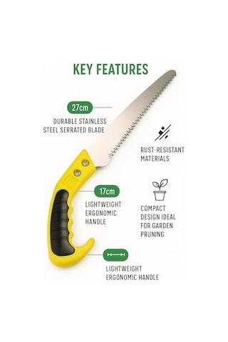 Tr Budama Testeresi, 30 Cm Paslanmaz Çelik Dişli Bıçak, 17 Cm Ergonomik Saplı, Ağaç Dalları Ve Bahçe Budama İ
