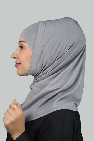 Altobeh İkili Set Pratik Eşarp Hazır Türban ve Hijab Tesettür Bonesi - Gri