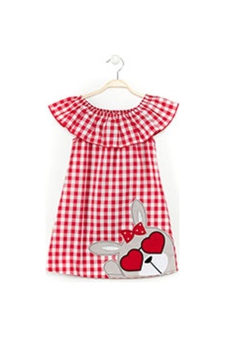 Denokids Kalp Gözlüklü Elbise Kırmızı