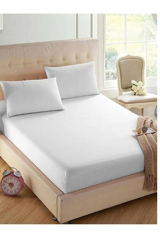 Beyaz 5 Adet  Düz Çift Kişilik %100 Pamuk Otel Çarşaf 240×260 Cm