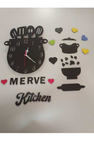 Mutfak Duvar Saati / Süsü Şık Hediye Kişiye Özel İsim