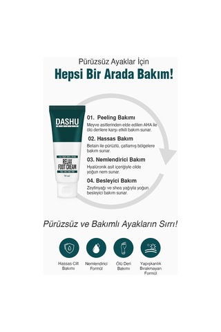 Dashu Daily Relax Foot Peeling Etkili Nemlendirici Ayak Kremi 75 ML