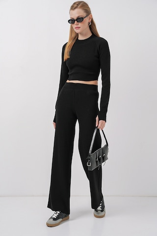 Bigdart 15905 Kadın Crop Kazak Pantolon Triko Alt Üst Takım - Siyah