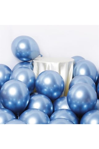 5 Ad Mavi Renkli Parlak Krom Metalik Aynalı Balon