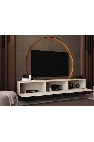 Melura Tv Ünitesi - Tv Sehpası 200 Cm Duvara Monte %100 Mdf Kumtaşı