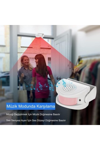 Misafir Karşılama Zili 3 Modlu Kumandalı Hareket Sensörlü Güvenlik Alarm Pır Sensör
