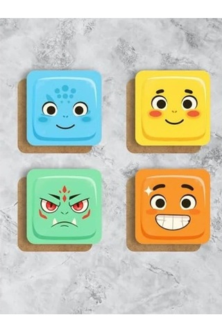 Ahşap Baskılı Pokemon Temalı 4'lü Bardak Altlığı Seti 9x9 Cm 1