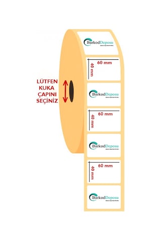 60x40 Termal Barkod Etiketi 1000 Sarım X 10 Rulo