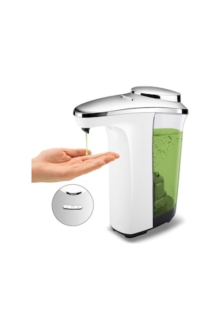 Xurunkeji Otomatik Sabunluk Kompakt Sensörlü Pompa Ayarlanabilir Sabunluk Hacmi Kontrolü Pil İle Çalışır 17 Oz/500 Ml Mutfak Ve Banyo İçin Gümüş Ve Beyaz