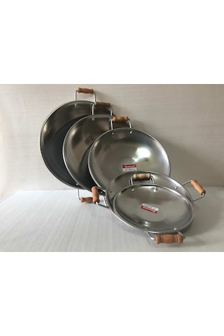 Kavurma Sacı - No:6 - 45 CM - Krom Çelik - Ahşap Kulplu