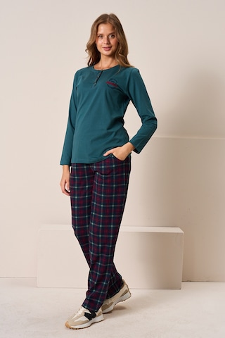 Kadın Penye Uzun Kol Pijama Takımı 3196 Zümrüt01 Zümrüt01