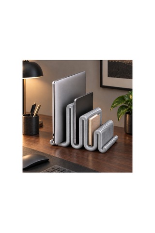 Cora Dekoratif Çoklu Laptop / Dergi / Tablet Standı - Metalik Gri