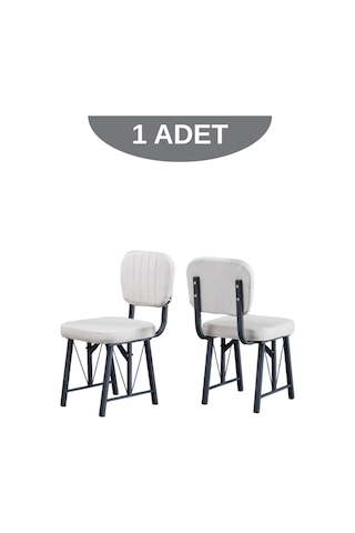 Elfin Mutfak Sandalyesi Yemek Odası Bahçe Balkon Otel Restoran Kafe Sandalyesi - 1 Adet - Krem Krem