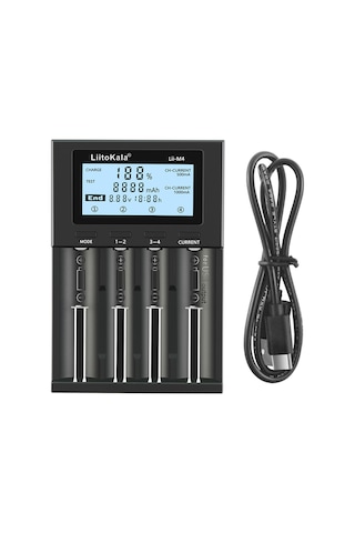 Lıtokala Lıı-m4 4 Yuvalı Pil Şarj Cihazı Lcd Ekranlı 18650 26650 14500 Aa Aaa Lityum Nimh Pil Akıllı Şarj Edilebilir Pil Şarj Cihazı