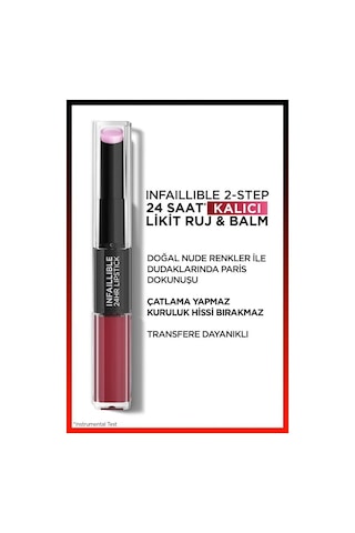 L'Oreal Paris Infaillible 2-Step 24 Saat Kalıcı Likit Ruj & Balm - 302 Rose Eternite