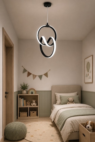 İmza Modern Sarkıt Hol , Koridor Çocuk Odası Ledli Avize Siyah Led Avize