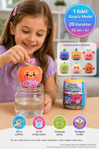 Magic Jellykins Sürpriz Peluş Oyuncak Suyla Açılan 1 Adet Sürpriz Model Koleksiyon Figürü - 7.6 Cm Çok Renkli