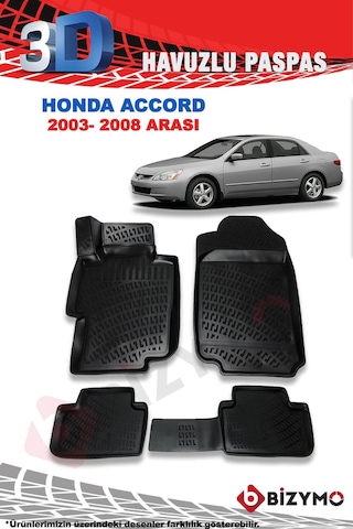 Honda Accord 2003-2008 3D Havuzlu Paspas Takımı Bizymo