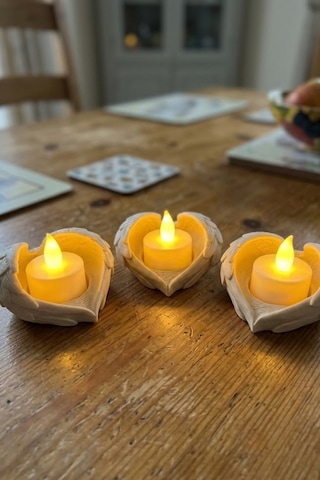 Melek Işığı Seti 3 Lü Melek Kanatlı Led Mum Dekoratif Tealight 8 X 7 Cm Beyaz