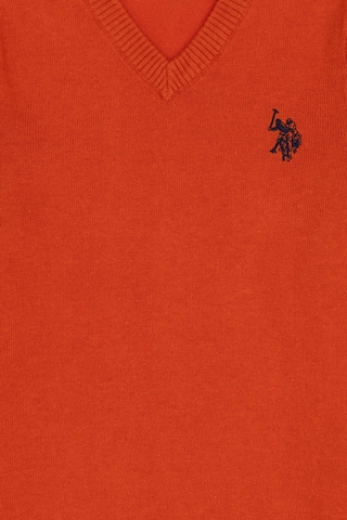 U.S. Polo Assn. Erkek Çocuk Kiremit Basic V Yaka Kazak 50294200-VR031