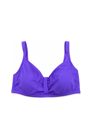 Büyük Beden Luplu Toparlayıcı Sabit Pedli Ayarlanabilir Askılı Kadın Bikini Üstü Lila